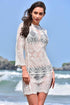 White Lace Sheer Long Sleeve Beach Swimsuit Cover Up